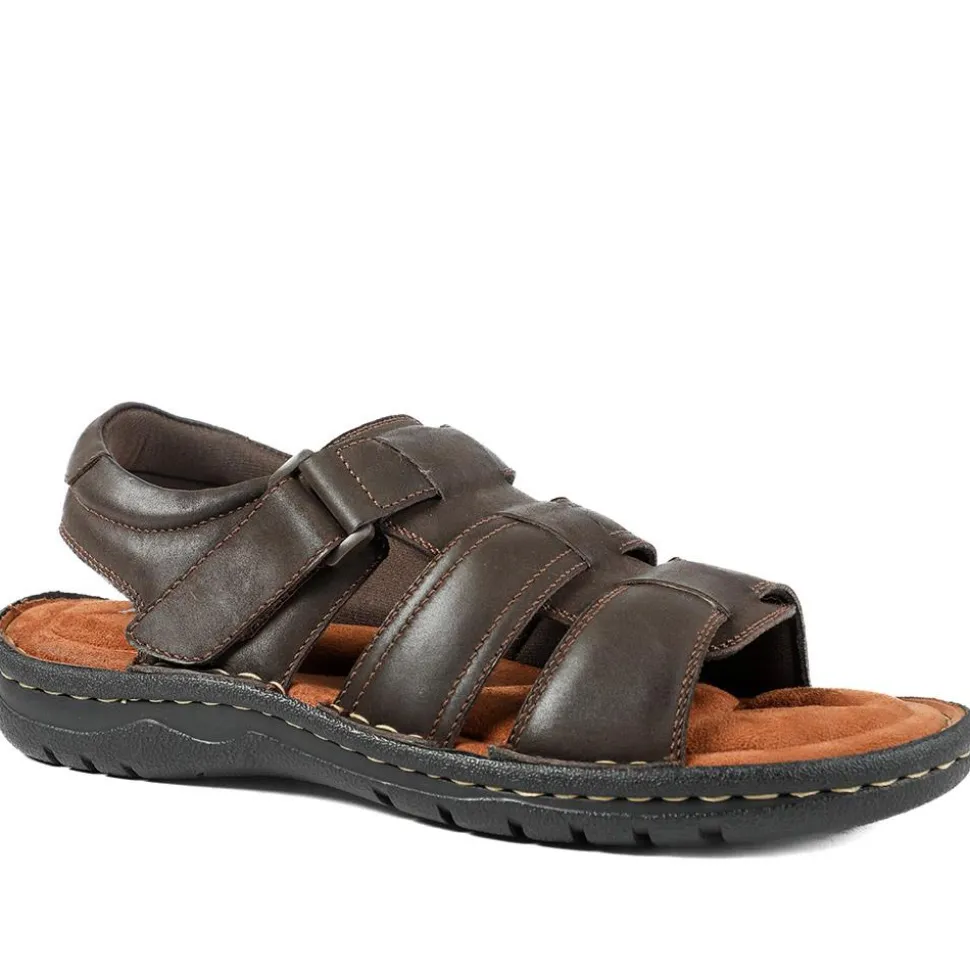 Leather Buckle Fastening Sandals - Dark Brown