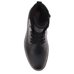 Leather Casual Lace-Up Boots - Black
