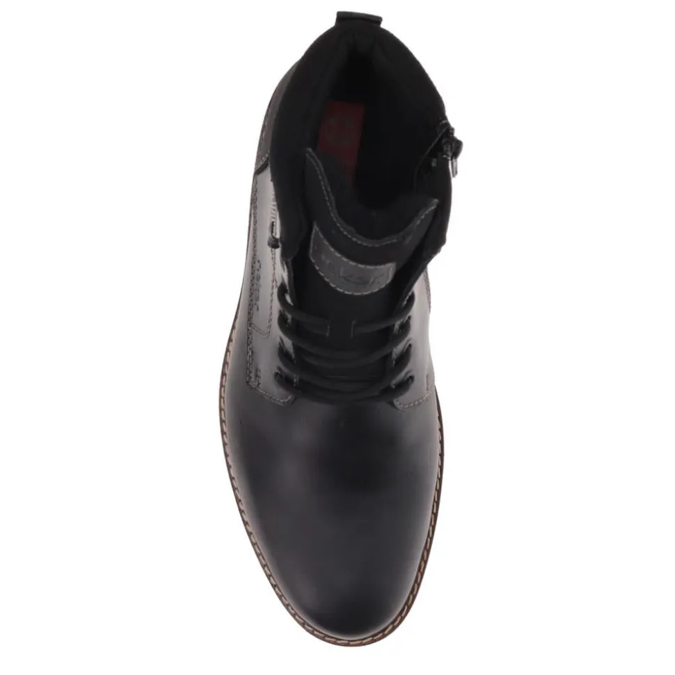 Leather Casual Lace-Up Boots - Black