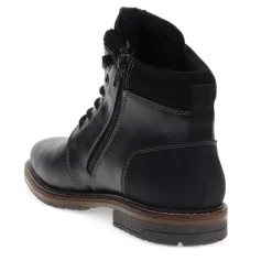 Leather Casual Lace-Up Boots - Black