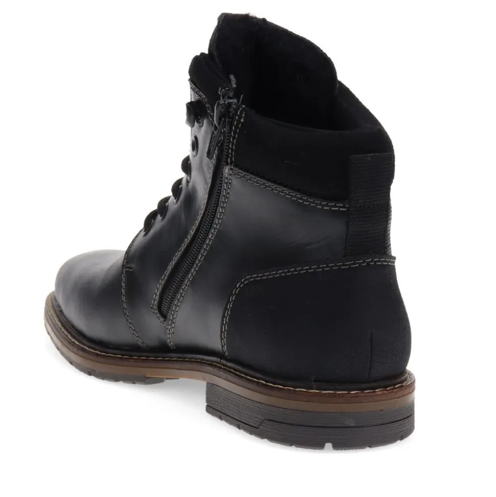 Leather Casual Lace-Up Boots - Black