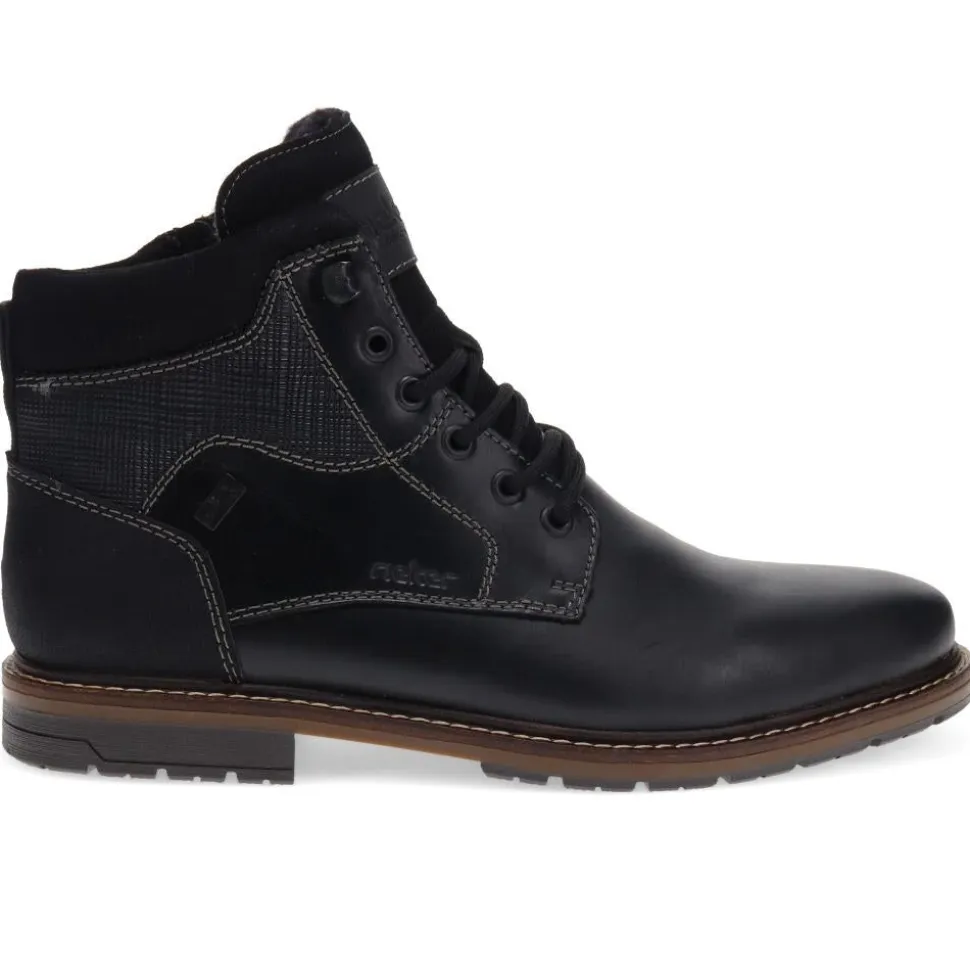 Leather Casual Lace-Up Boots - Black