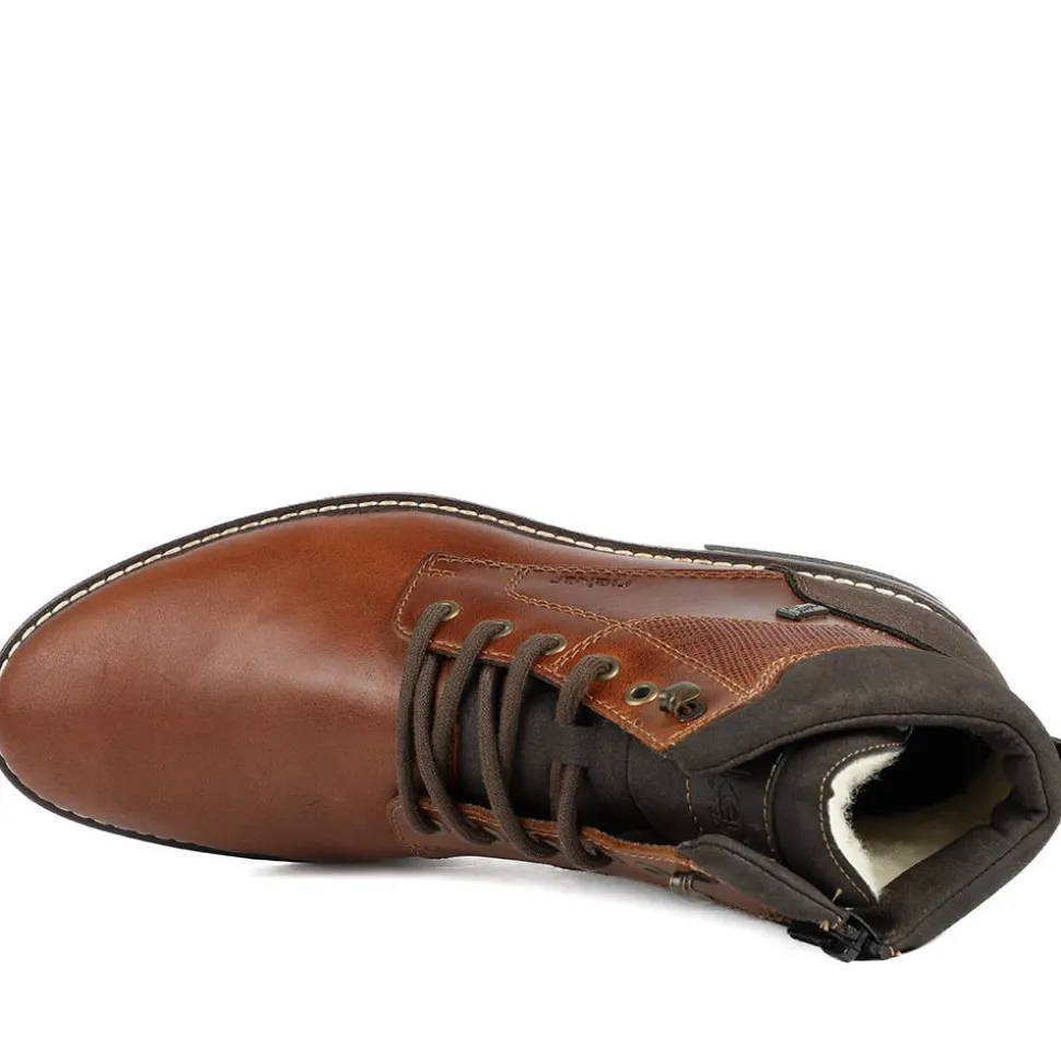 Leather Casual Lace-Up Boots - Tan