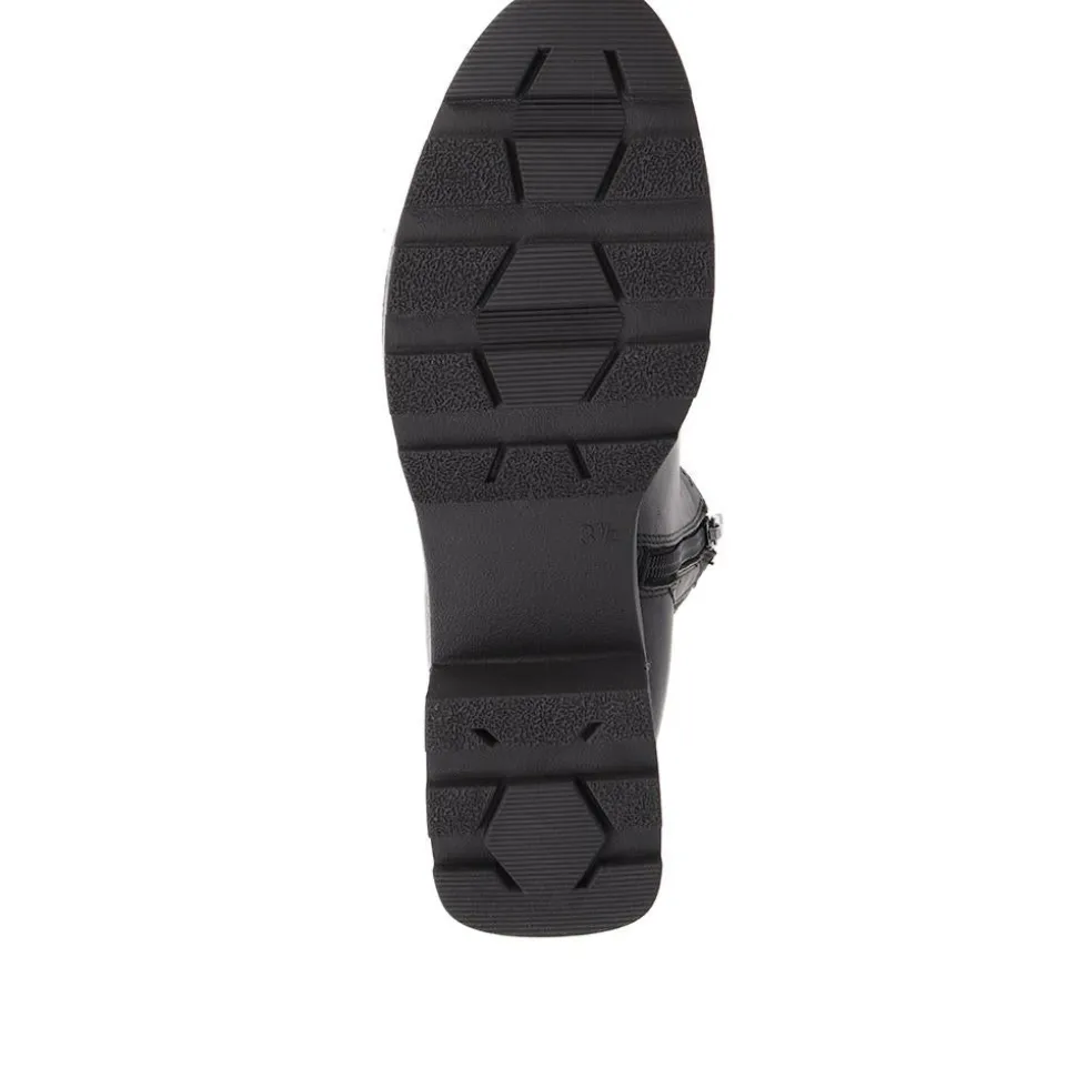 Leather Cleated Sole Chelsea Boots - Black
