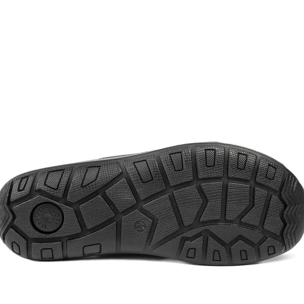 Leather Cross Strap Slip On Sandals - Navy