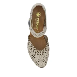 Leather Cuban-Heeled Mary Janes - Beige