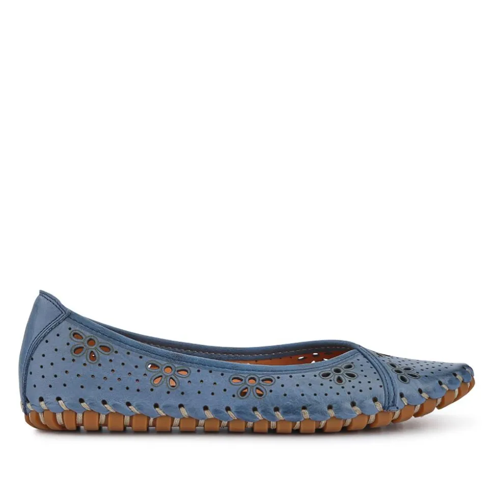 Leather Cushioned Pumps - Denim