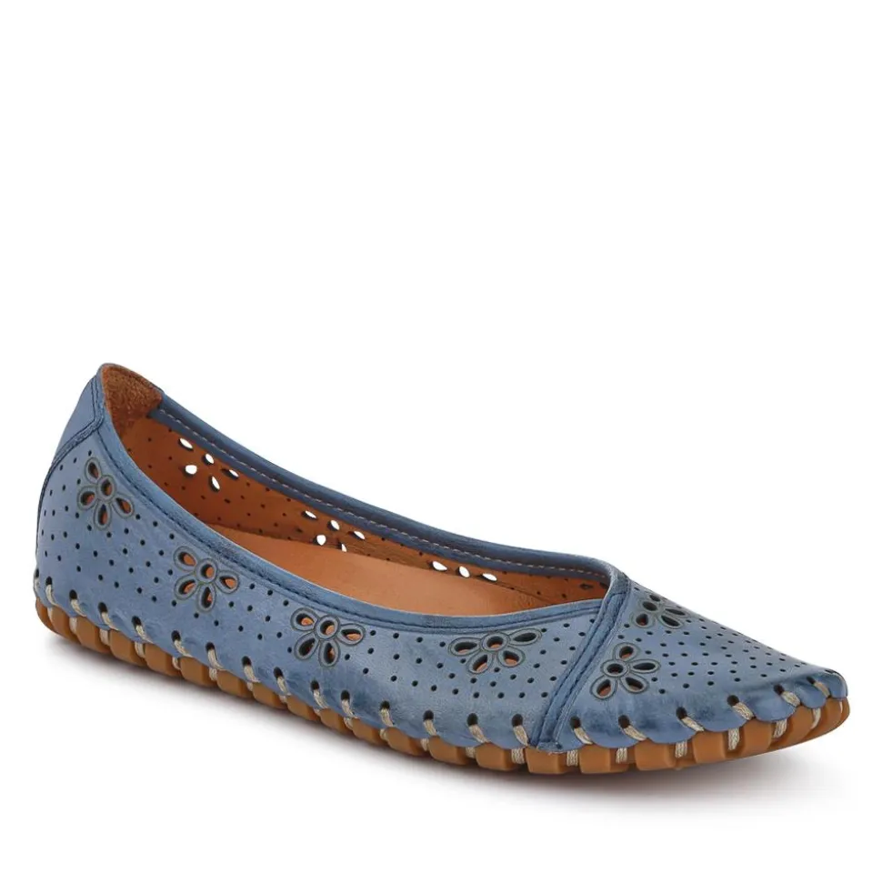 Leather Cushioned Pumps - Denim