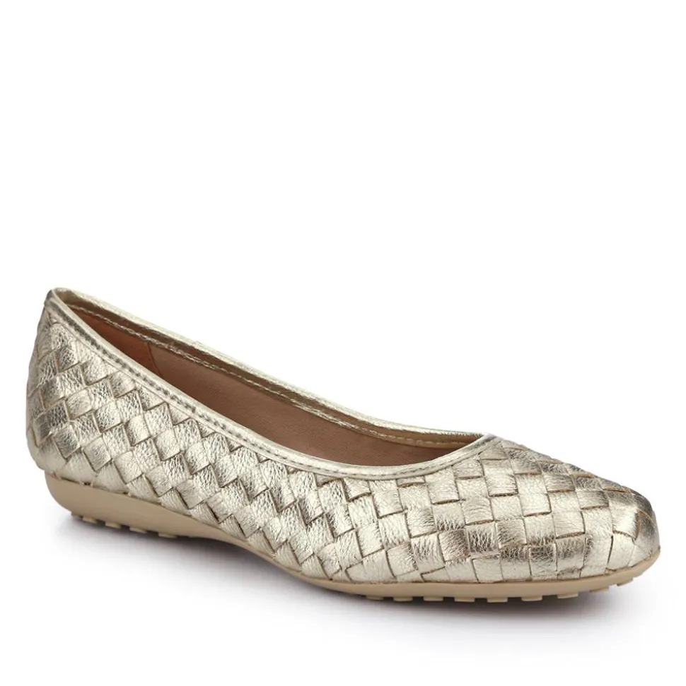 Leather Cushioned Pumps - Gold