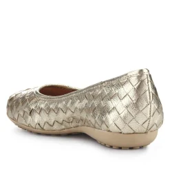 Leather Cushioned Pumps - Gold