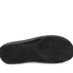 Leather Cushioned Slip On Sandals - Black