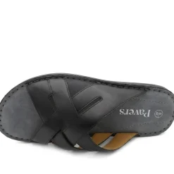 Leather Cushioned Slip On Sandals - Black