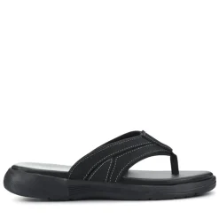 Leather Cushioned Toe Post Sandals - Black