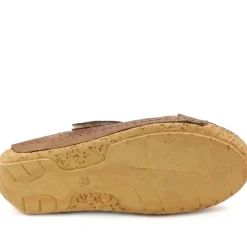 Leather Cut-Out Adjustable Strap Sandals - Tan