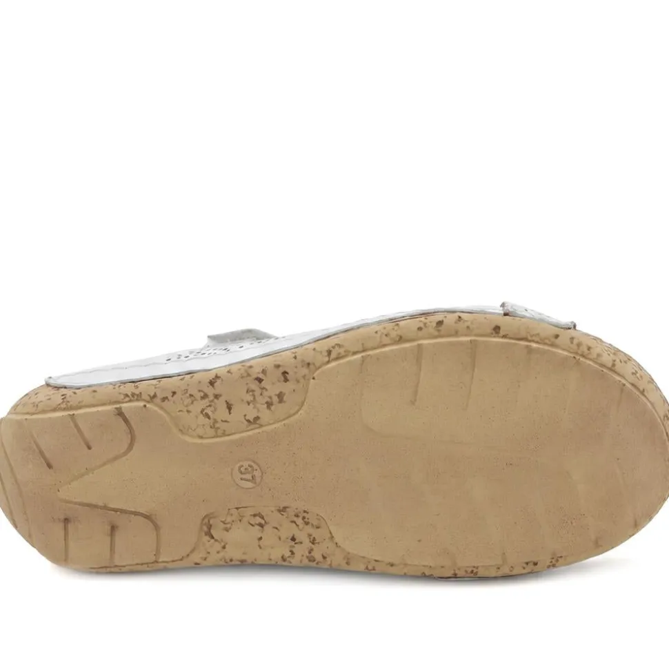 Leather Cut-Out Adjustable Strap Sandals - White