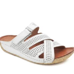 Leather Cut-Out Adjustable Strap Sandals - White