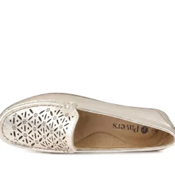 Leather Cut Out Detail Moccasin - Soft Gold