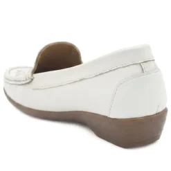 Leather Cut Out Detail Moccasin - White