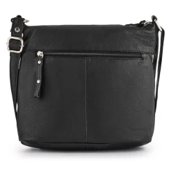 Leather Daily Zip-Close Crossbody Bag - Black