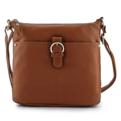 Leather Daily Zip-Close Crossbody Bag - Tan