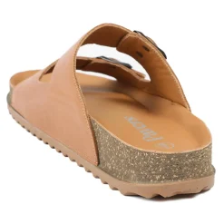 Leather Dual Buckle Fastening Sandals - Tan Leather