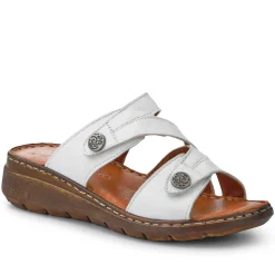 Leather Dual-Fastening Sandals - White