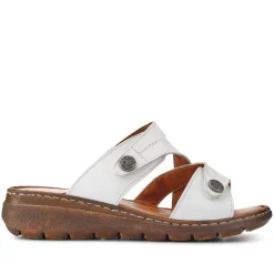 Leather Dual-Fastening Sandals - White
