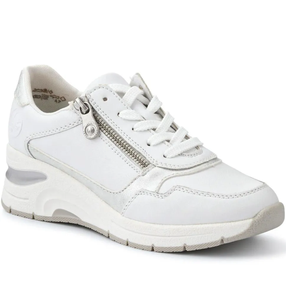 Leather Dual-Fastening Trainers - White