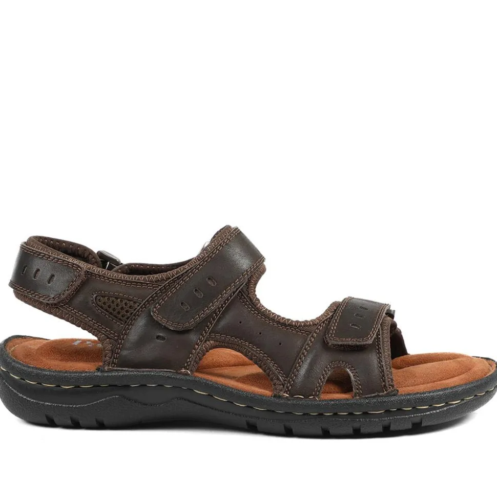 Leather Dual Fit Sandals - Dark Brown