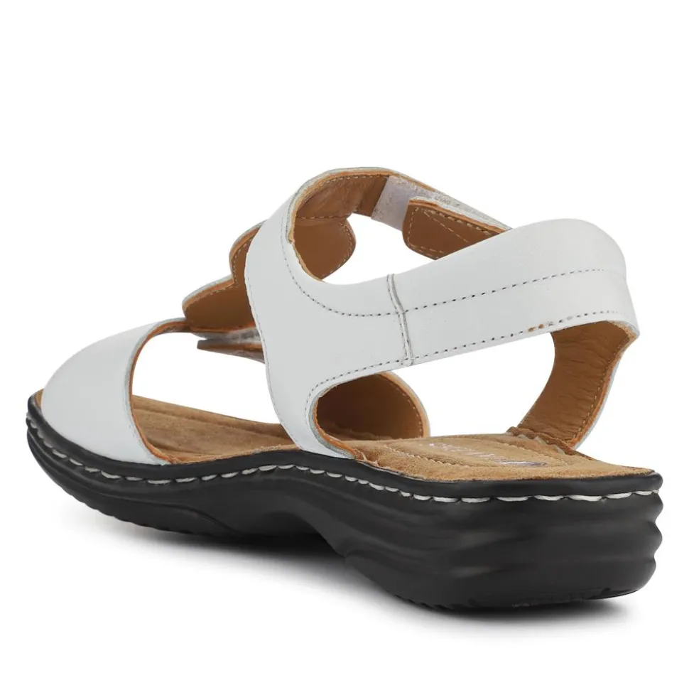 Leather Dual-Touch-Fastening Sandals - White
