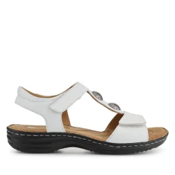 Leather Dual-Touch-Fastening Sandals - White
