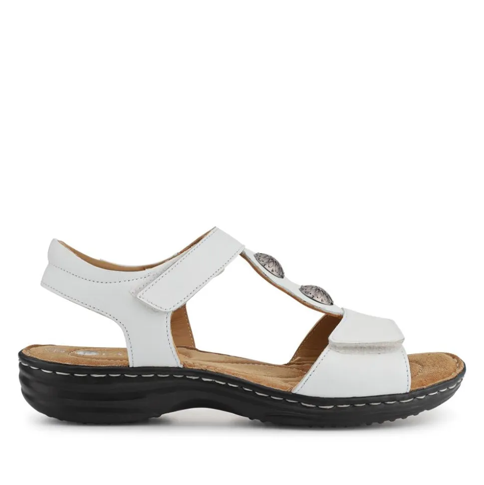 Leather Dual-Touch-Fastening Sandals - White