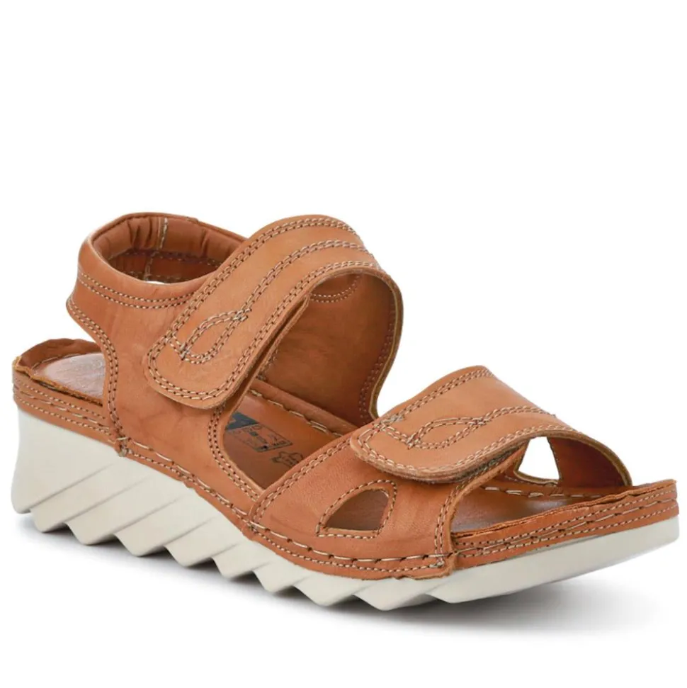Leather Dual Touch-Fasten Sandals - Camel
