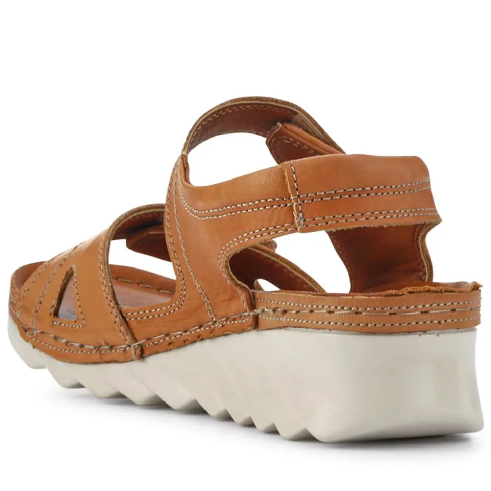 Leather Dual Touch-Fasten Sandals - Camel