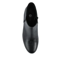 Leather Elasticated Heeled Ankle Boots - Black