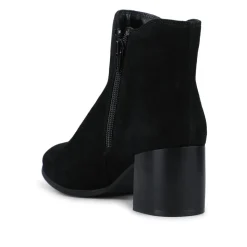 Leather Elasticated Heeled Ankle Boots - Black Suede