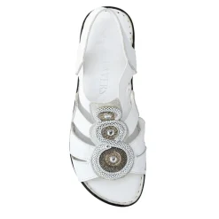 Leather Elasticated Sandals - White
