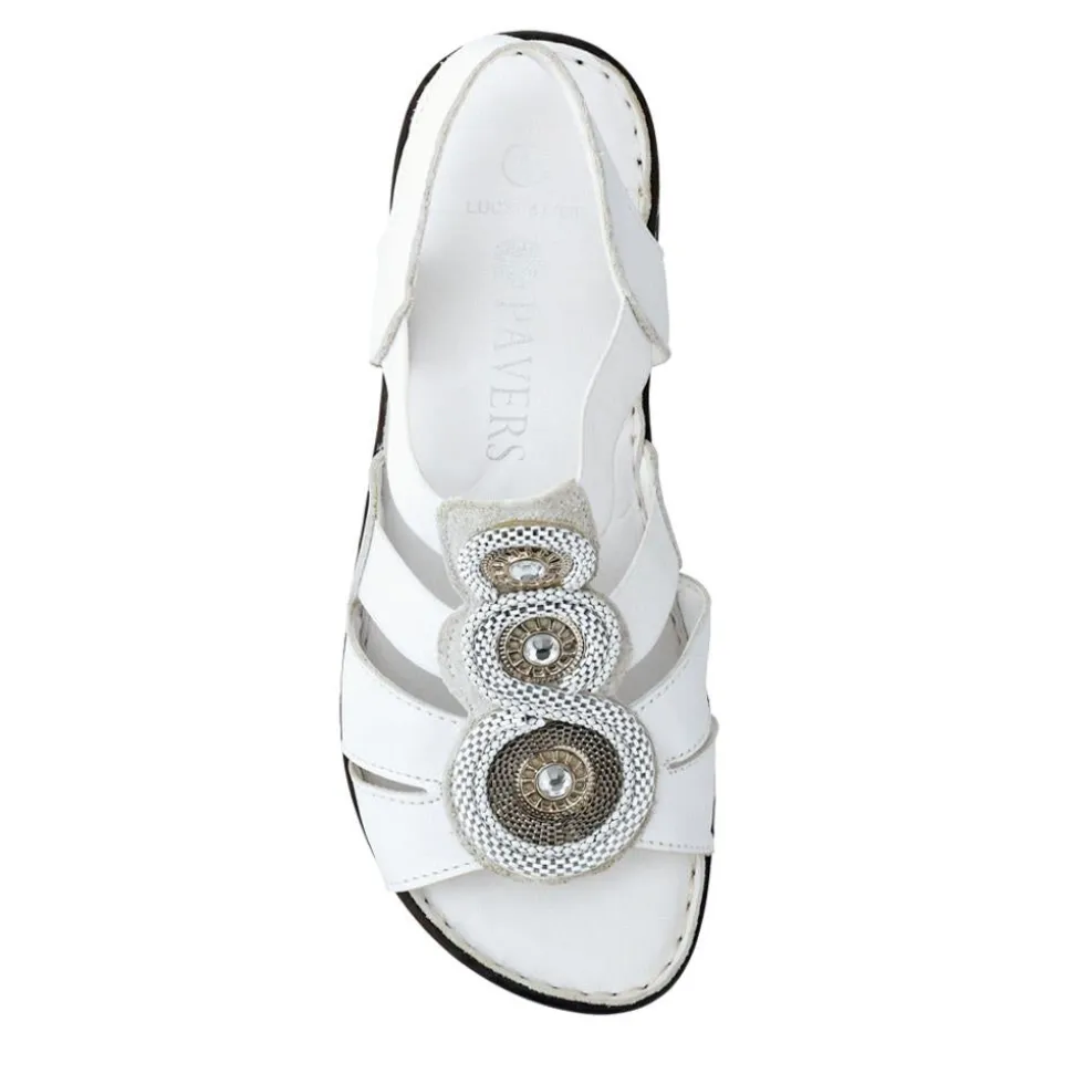 Leather Elasticated Sandals - White