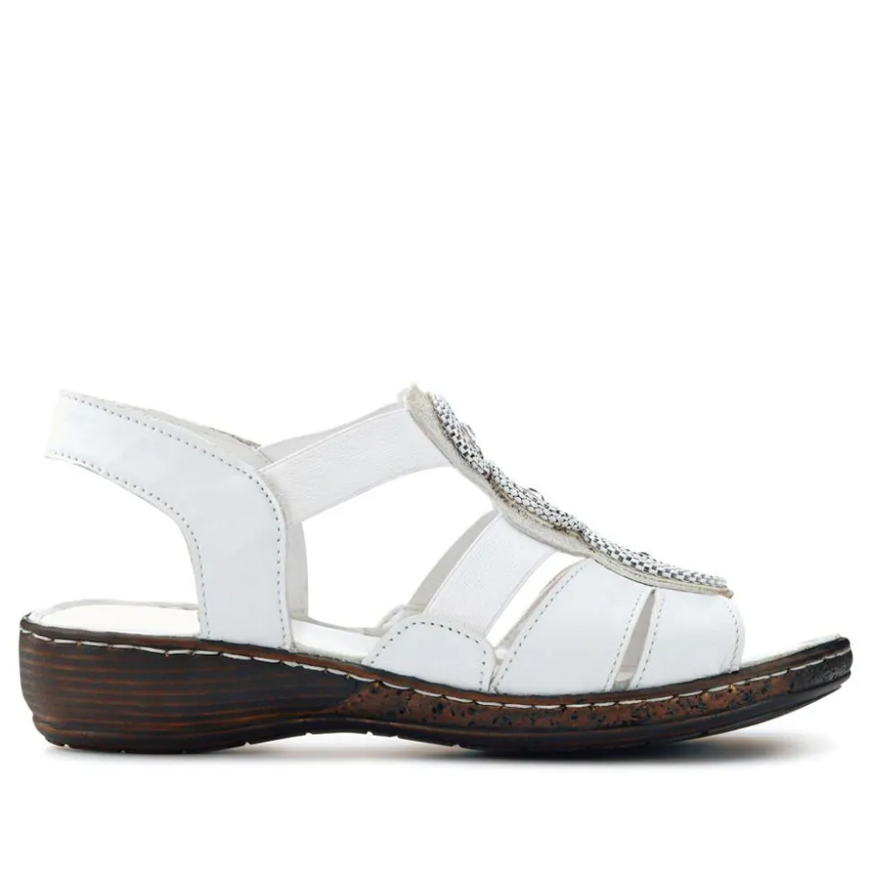 Leather Elasticated Sandals - White