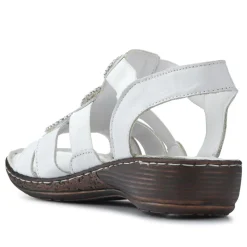 Leather Elasticated Sandals - White