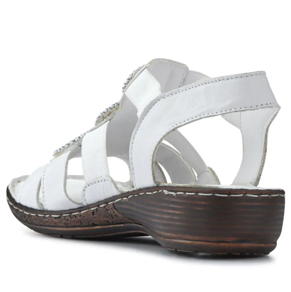Leather Elasticated Sandals - White