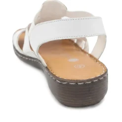 Leather Elasticated Sandals - White Multi