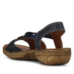 Leather Elastic-Fit Sandals - Navy