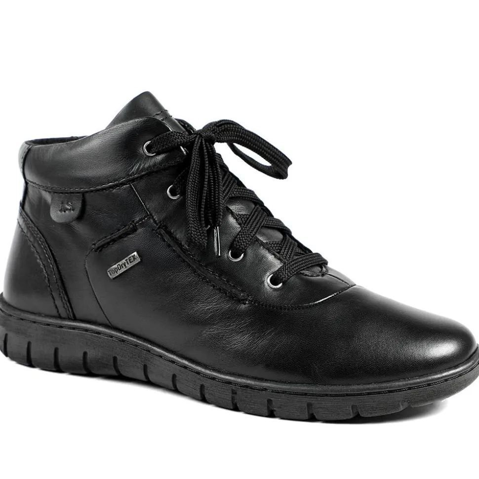 Leather Faux-Fur-Lined Ankle Boots - Black