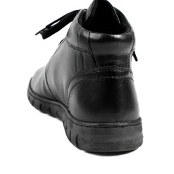 Leather Faux-Fur-Lined Ankle Boots - Black