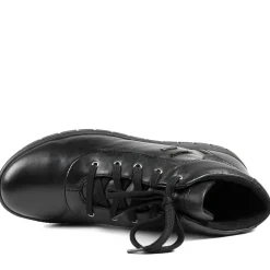 Leather Faux-Fur-Lined Ankle Boots - Black