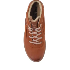 Leather Faux-Fur-Lined Ankle Boots - Cognac