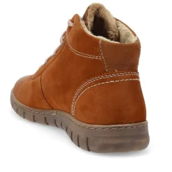 Leather Faux-Fur-Lined Ankle Boots - Cognac