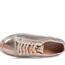 Leather Flexible Lightweight Lace Up Trainers - Champagne