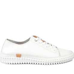 Leather Flexible Lightweight Lace Up Trainers - White